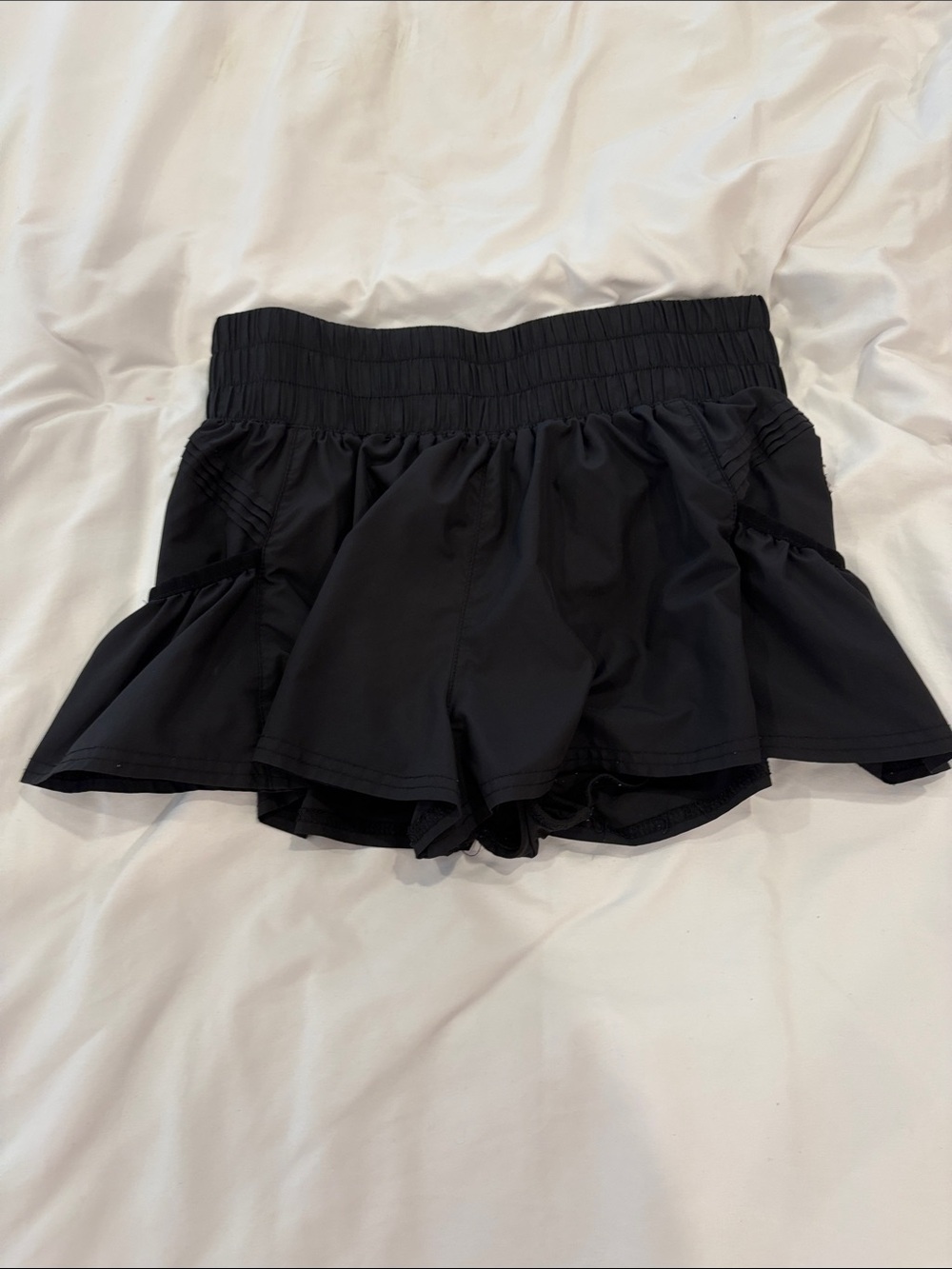 Free People Black High-Waist Flared Athletic Shorts